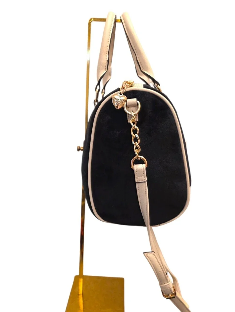 NWT Juicy Couture Heritage Satchel Crossbody Bag Wallet Black Cream Velour Y2K